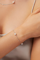 Classic Pearl And Diamond Bracelet, 18k White Gold with Akoya Pearls & Diamonds